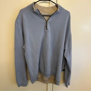 Tommy Bahama Men’s Light Blue Quarter Zip Pullover Sweater Size XL Cotton